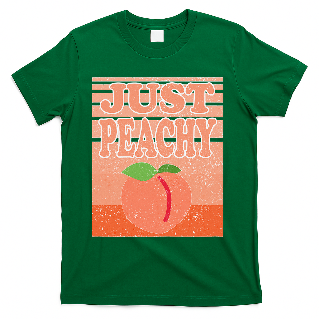 Vintage Just Peachy Southern Retro Summer Georgia T-Shirt - Green