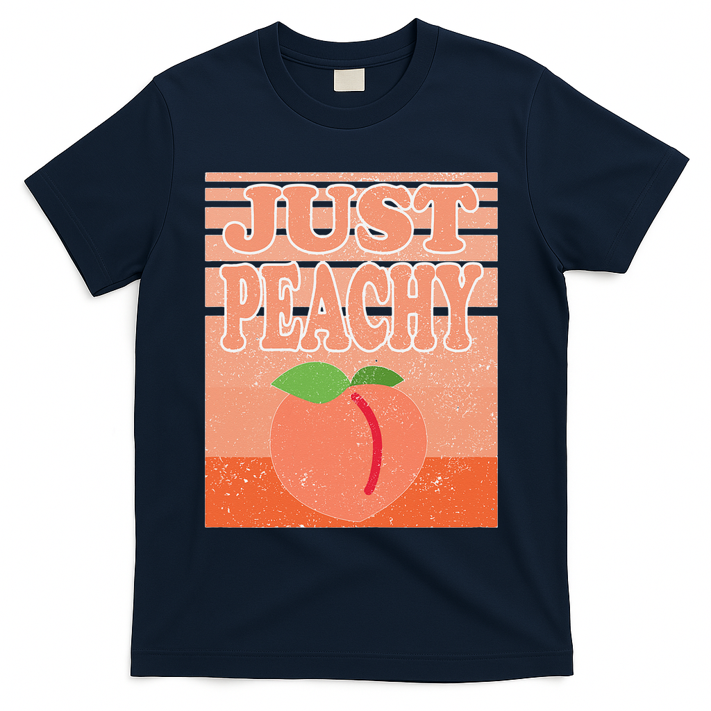 Vintage Just Peachy Southern Retro Summer Georgia T-Shirt - Navy