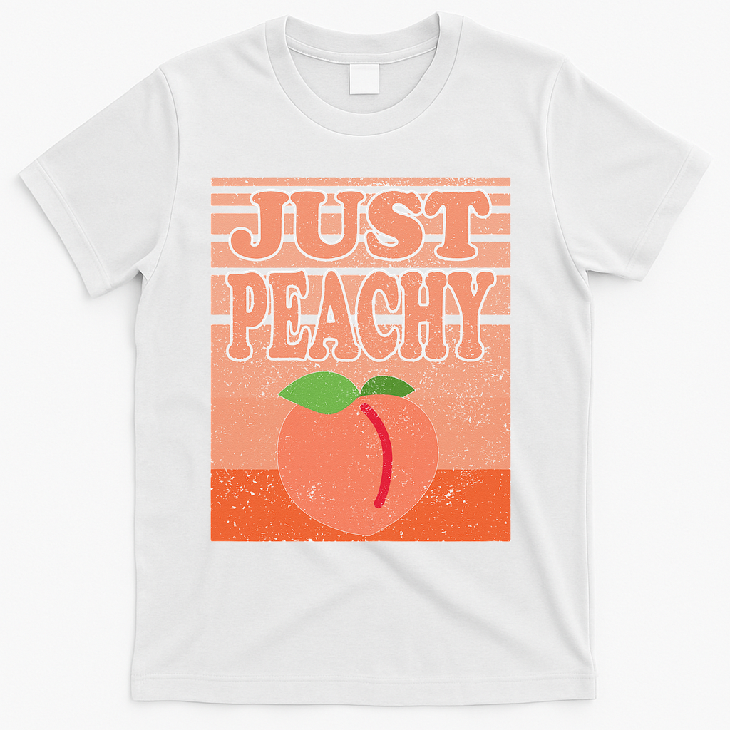 Vintage Just Peachy Southern Retro Summer Georgia T-Shirt - White