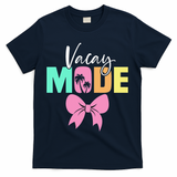 Vacay Mode Coquette Bow Summer Vacation Family Cruise Women T-Shirt - Navy