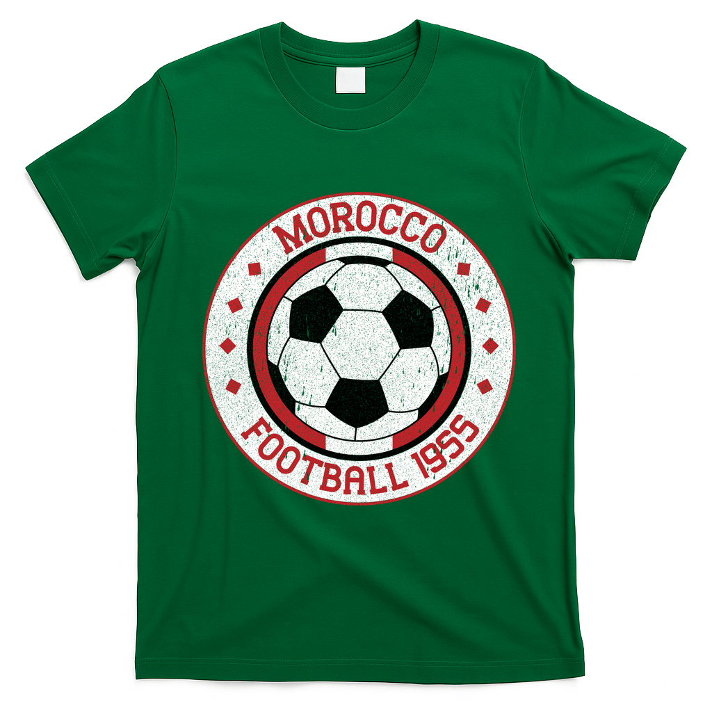 Vintage Morocco Football 1955 Soccer T-Shirt - Irish Green