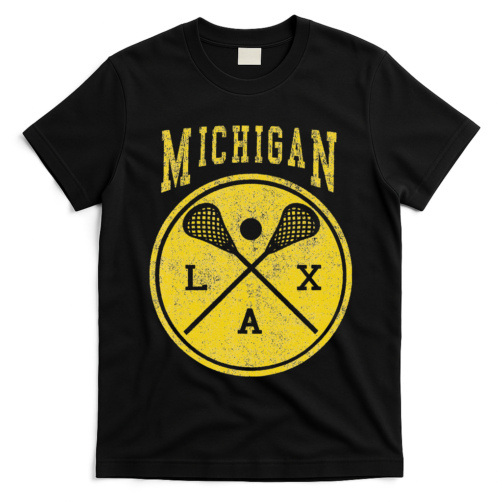 Vintage Michigan Lacrosse Distressed Lax T-Shirt