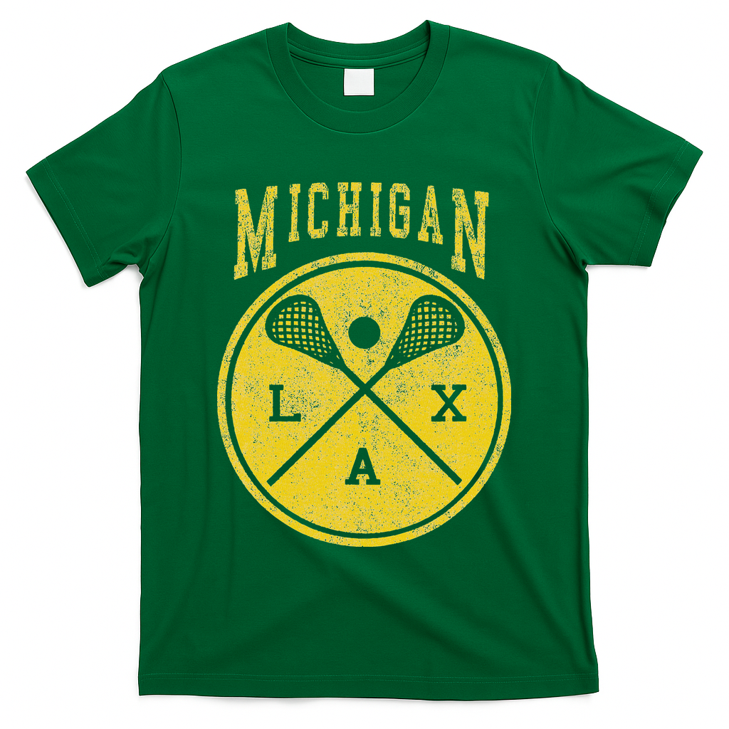 Vintage Michigan Lacrosse Distressed Lax T-Shirt