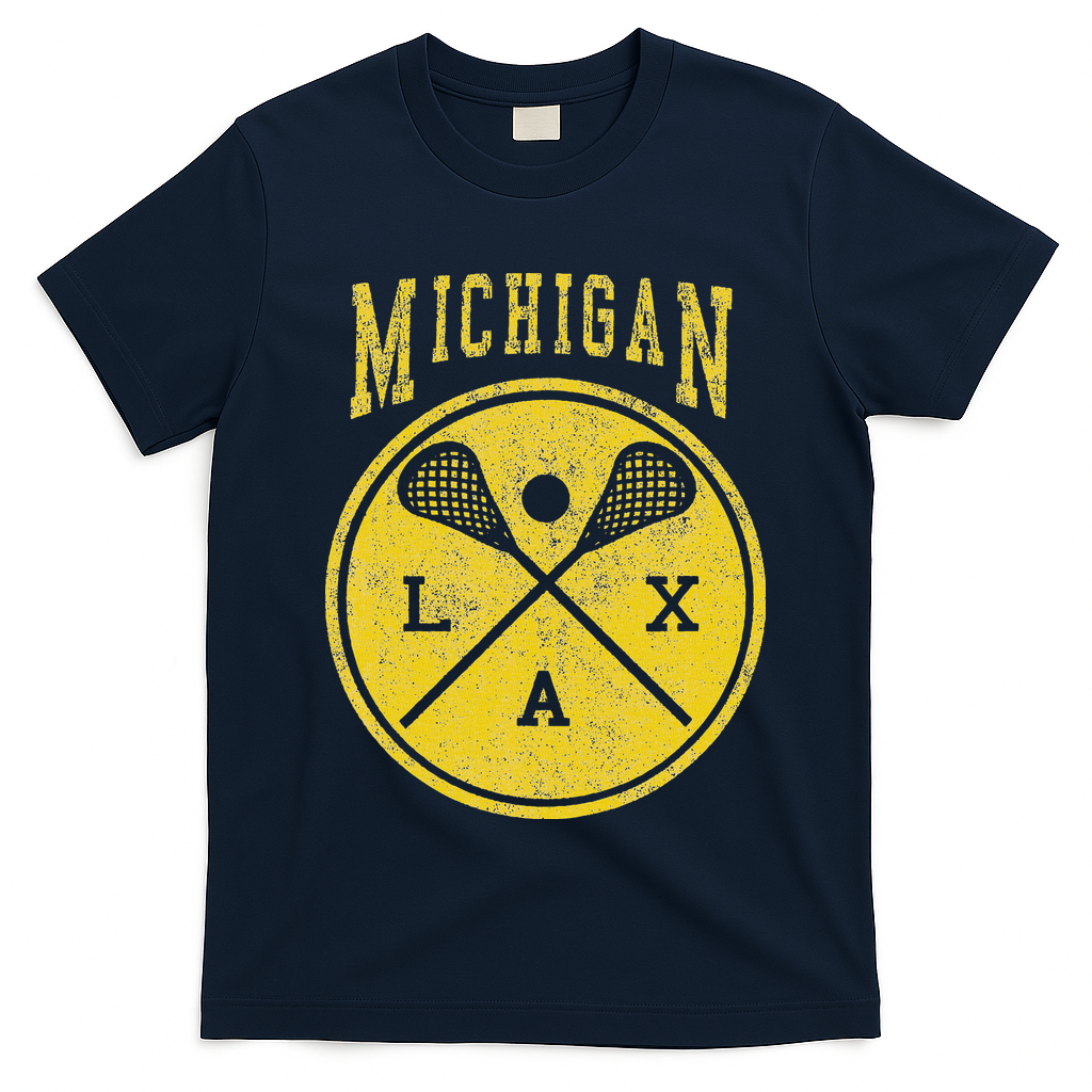 Vintage Michigan Lacrosse Distressed Lax T-Shirt