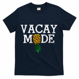 Vacay Mode summer vacation upside down pineapple swinger T-Shirt - Navy
