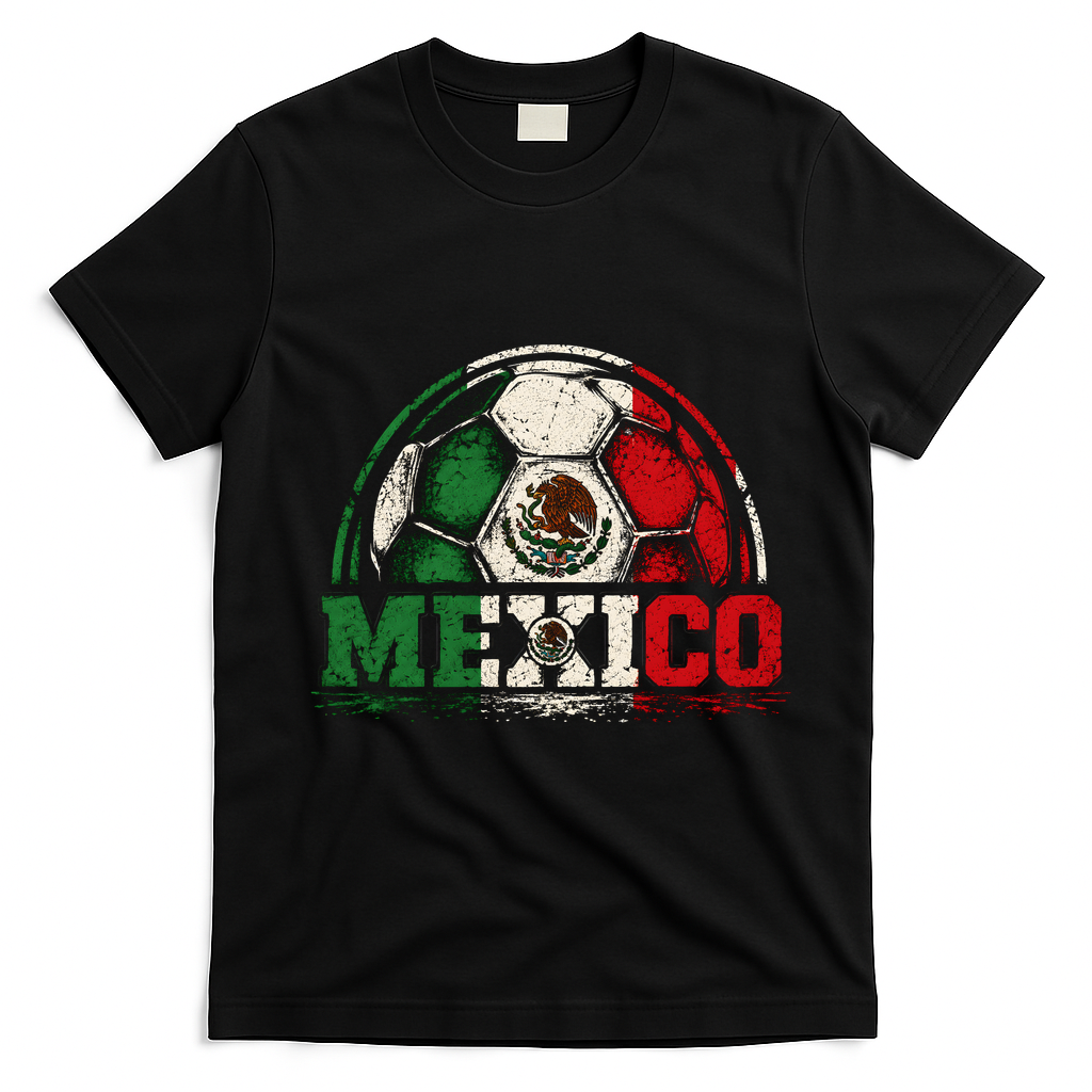 Vintage Mexico Soccer Fan Gear T-Shirt - Black