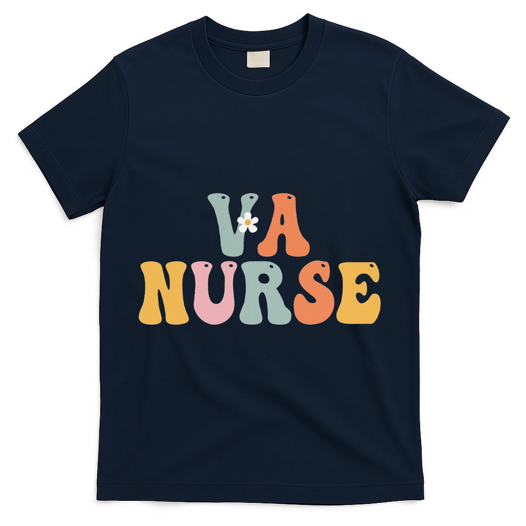 VA Nurse Week Groovy Appreciation Day For Work T-Shirt - Navy