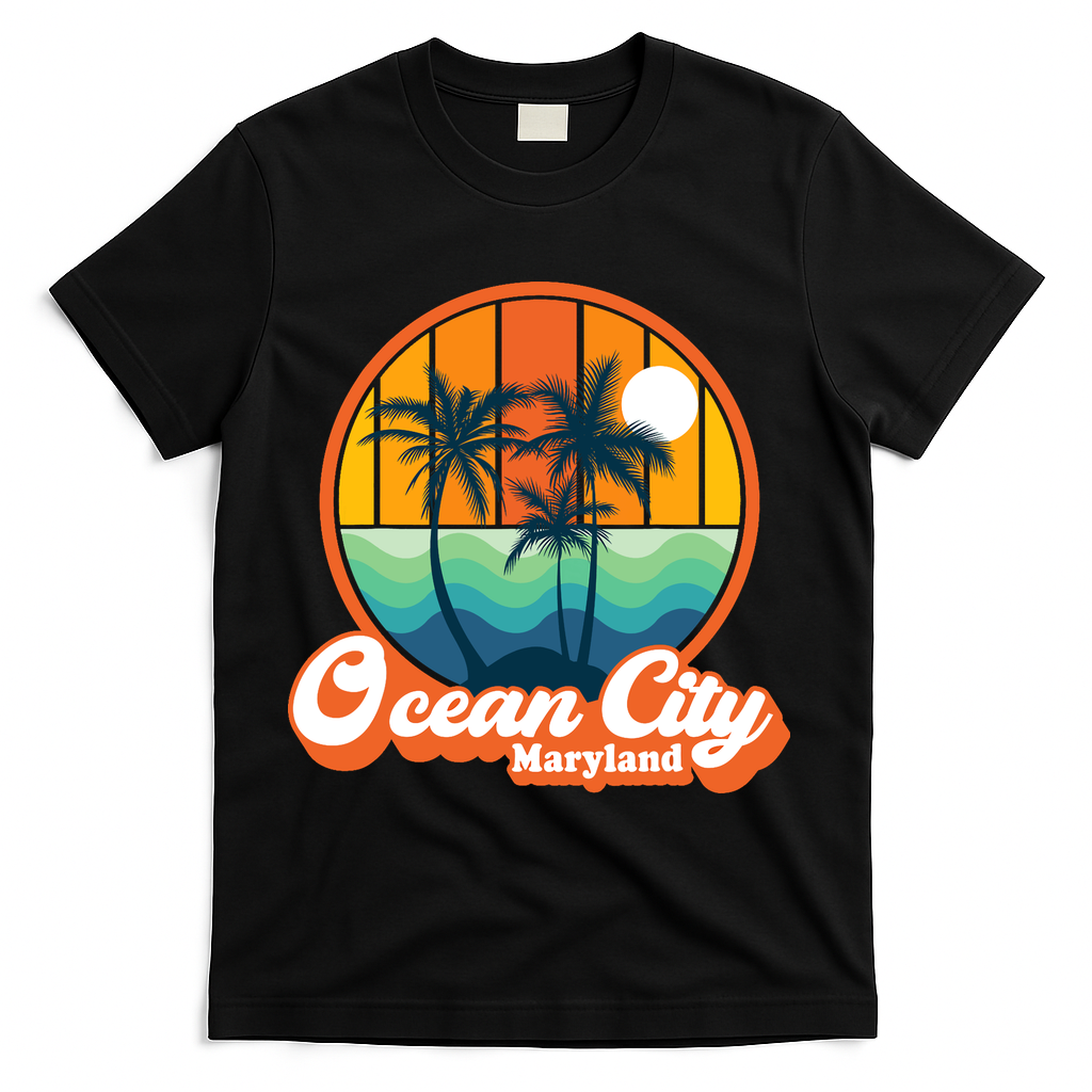 Vintage Ocean City Maryland Summer Vacation Beach Souvenirs T-Shirt - Black