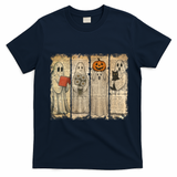 Vintage Oldpaper Ghost Halloween T-Shirt - Navy Blue