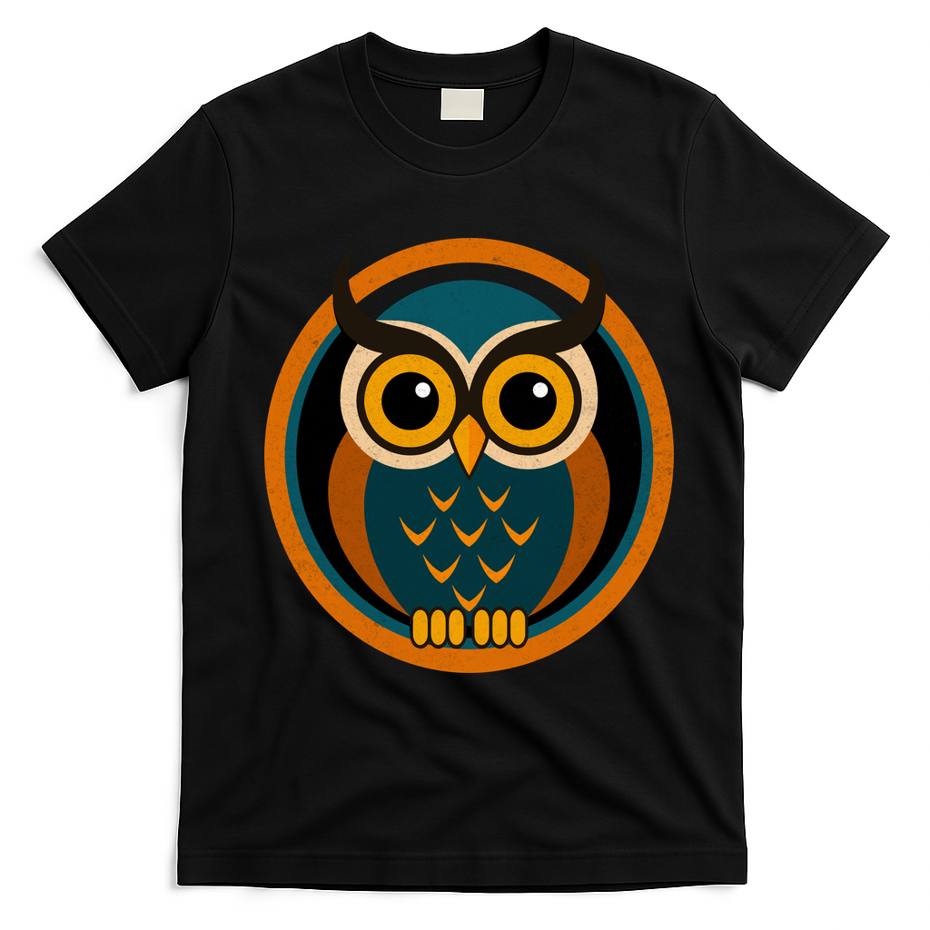 Vintage Owl Naturu Retro Wilderness T-Shirt - Black