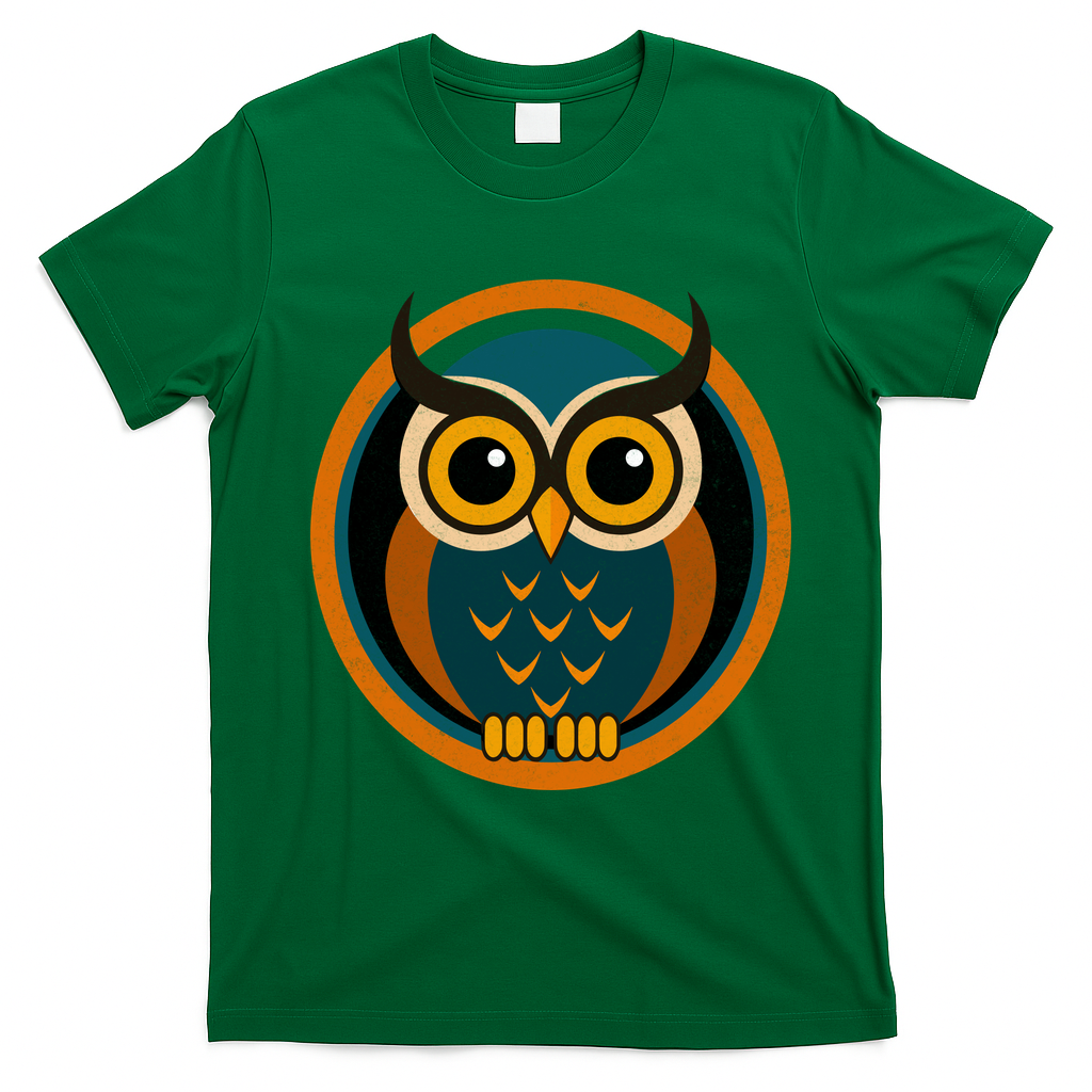 Vintage Owl Naturu Retro Wilderness T-Shirt - Irish Green