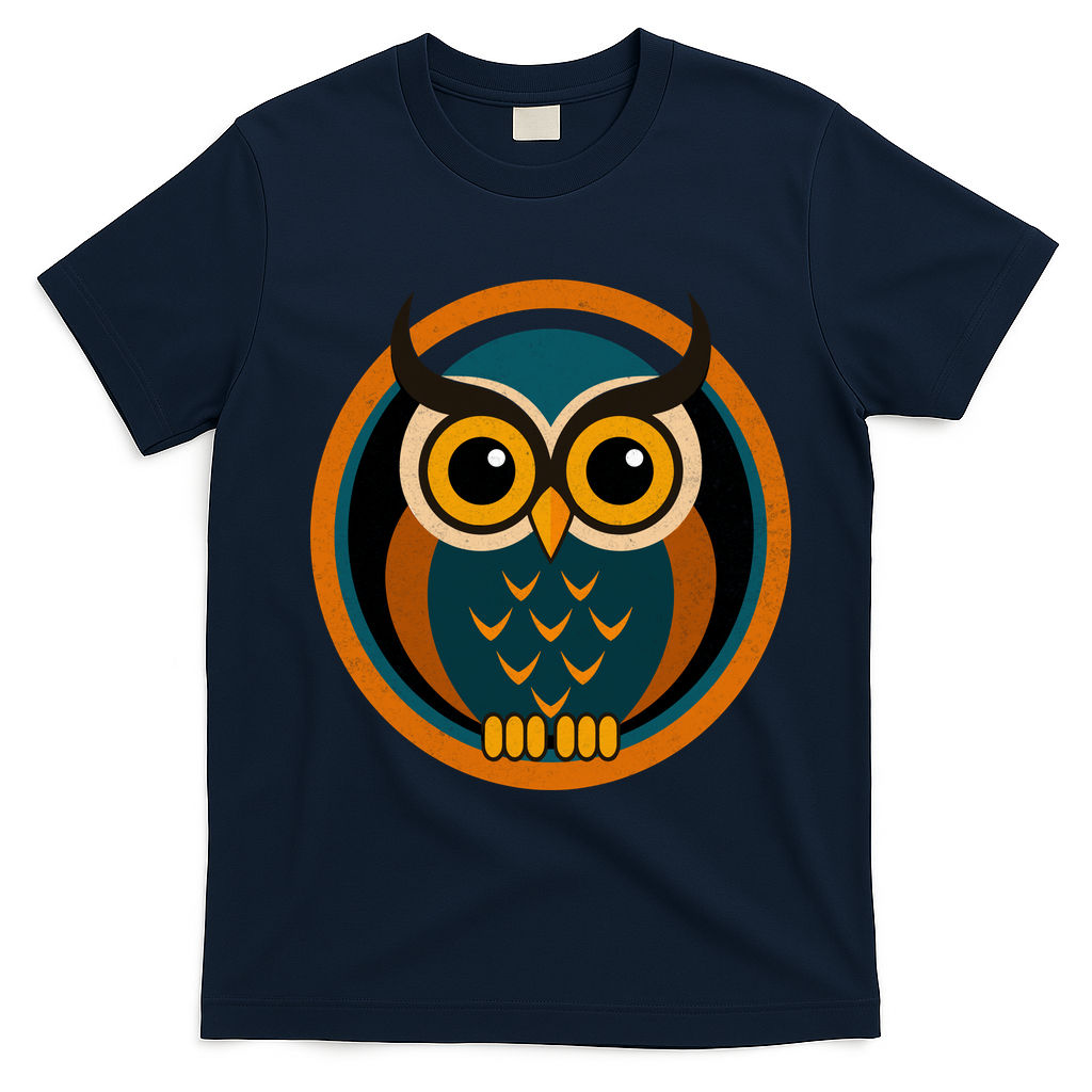 Vintage Owl Naturu Retro Wilderness T-Shirt - Navy Blue