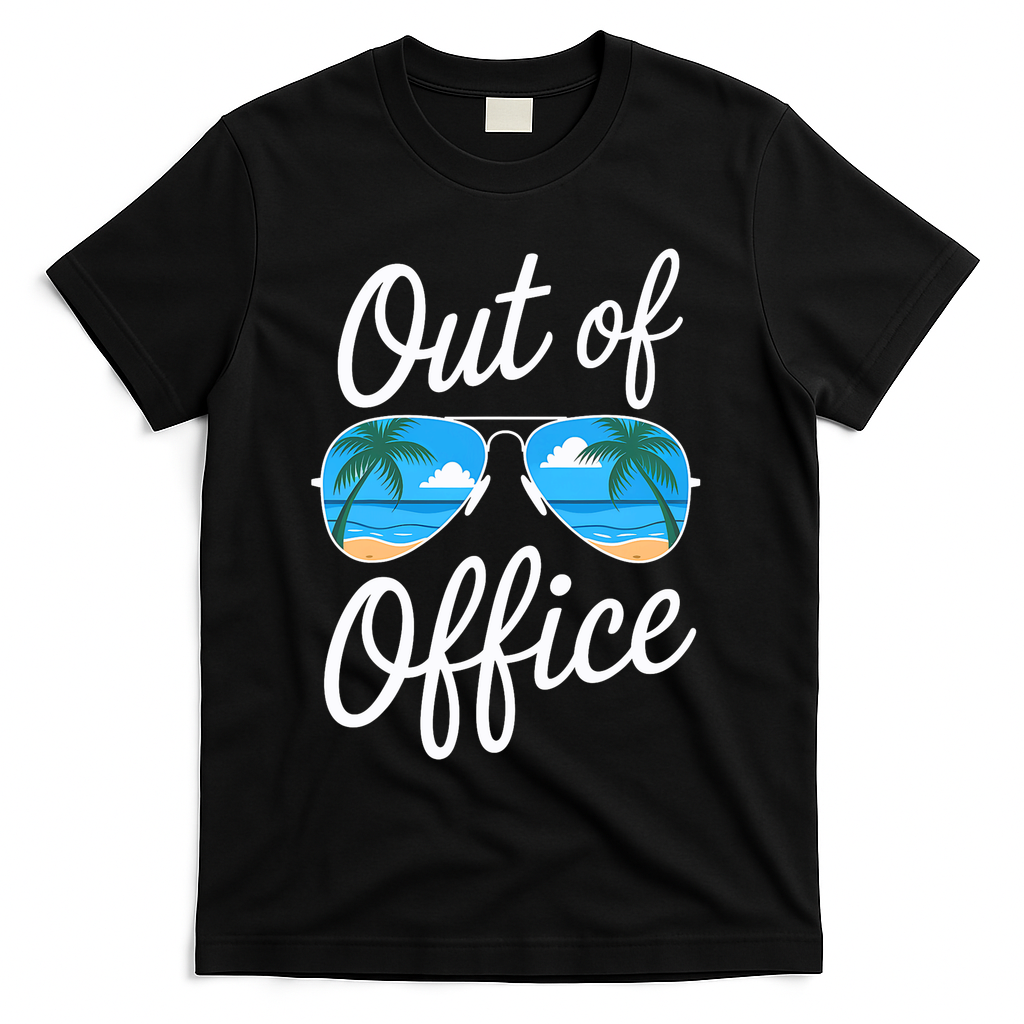 Vacation Out Office Beach Summer Tropical Travel  T-Shirt - Black