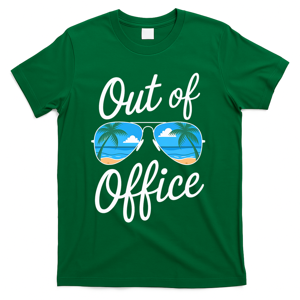 Vacation Out Office Beach Summer Tropical Travel  T-Shirt - Green