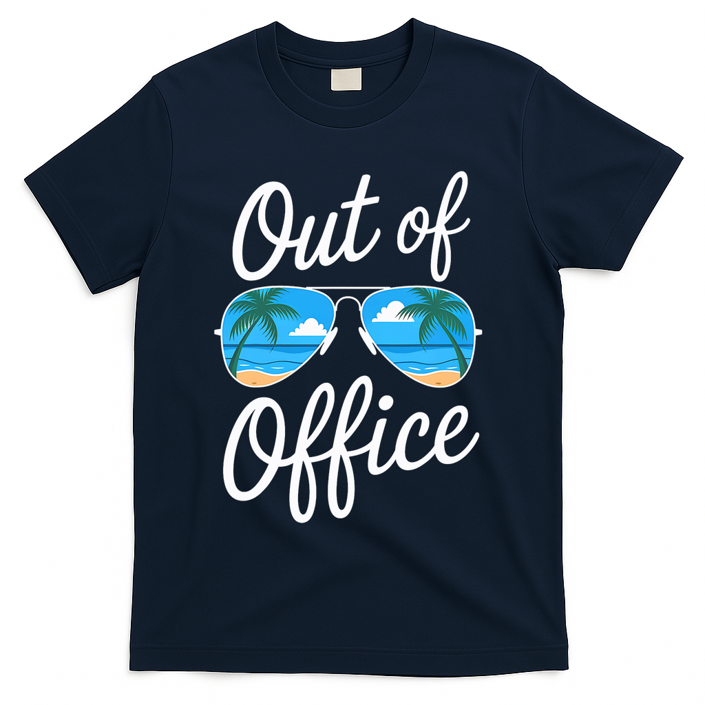Vacation Out Office Beach Summer Tropical Travel  T-Shirt - Navy