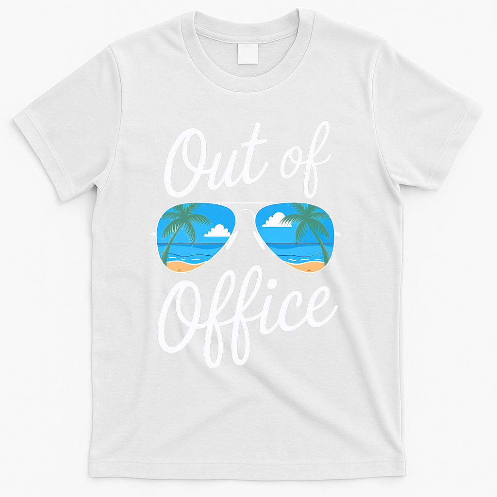 Vacation Out Office Beach Summer Tropical Travel  T-Shirt - White