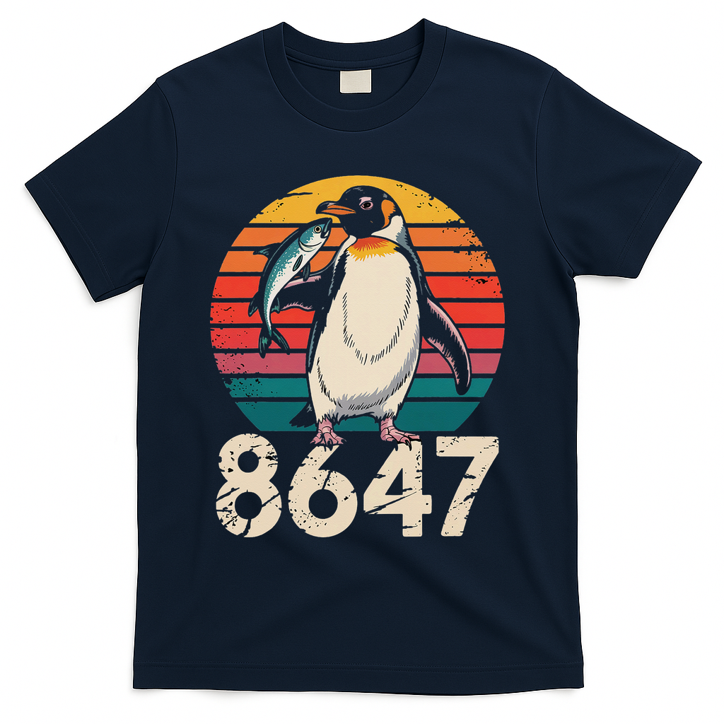 Vintage Penguin 86 47 Protest - 8647 Penguin Anti Trump T-Shirt - Navy