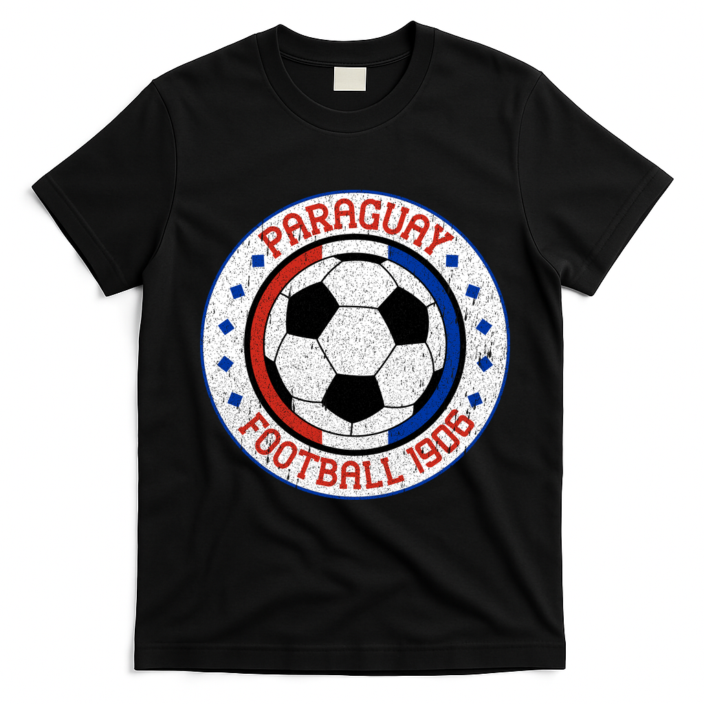Vintage Paraguay Football 1906 Soccer Emblem T-Shirt - Black