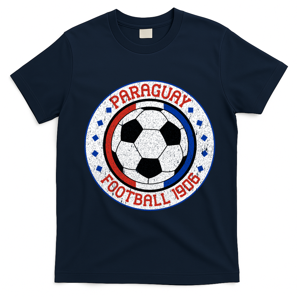 Vintage Paraguay Football 1906 Soccer Emblem T-Shirt - Navy Blue