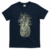 Vintage Pineapple Summer Vacation Graphic T-Shirt - Navy