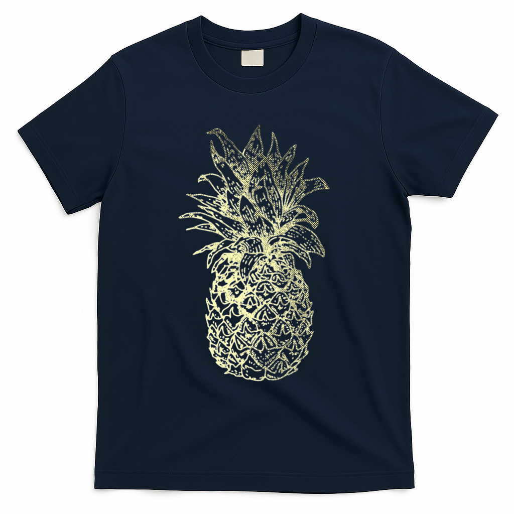Vintage Pineapple Summer Vacation Graphic T-Shirt - Navy