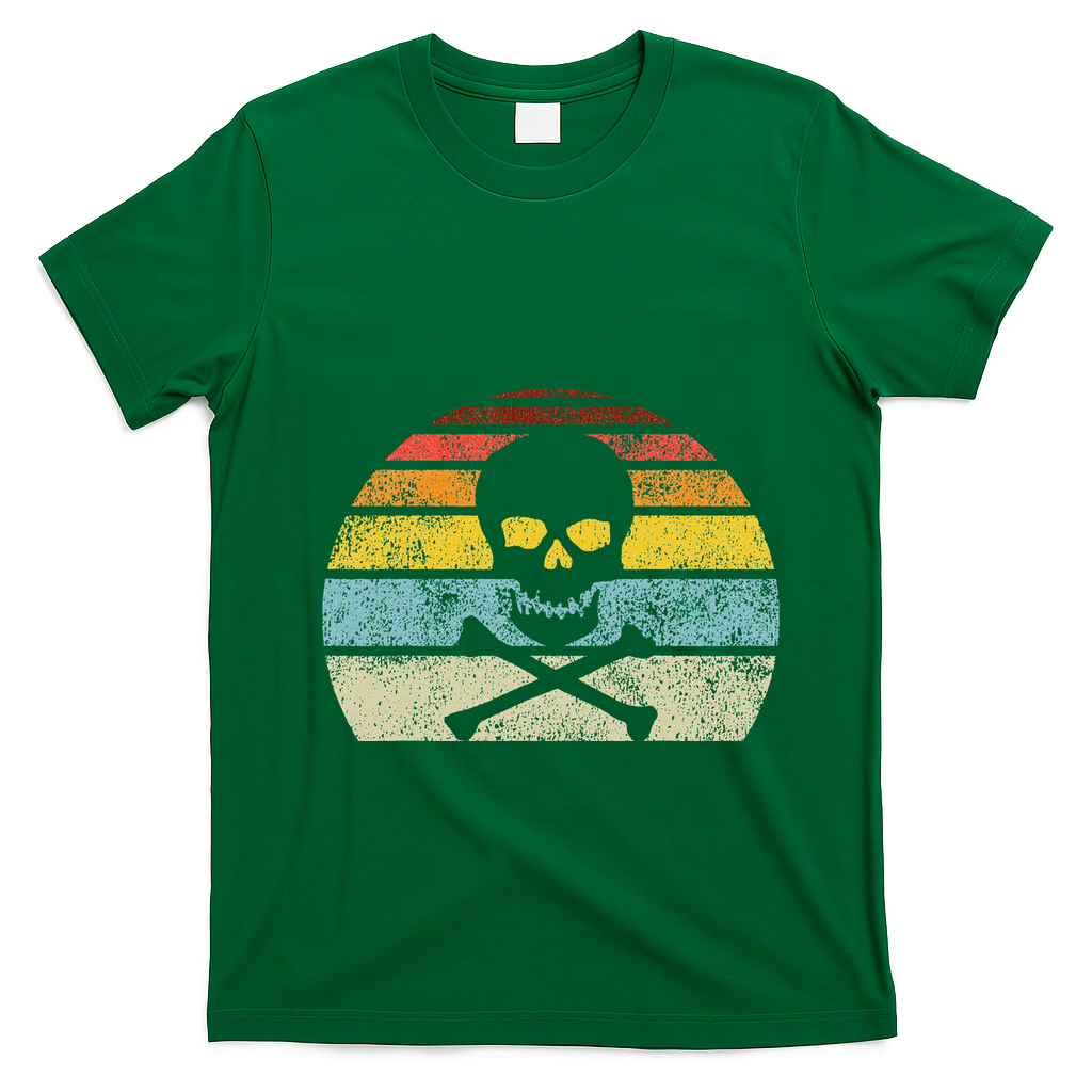 Vintage Pirate Skull Crossbones Flag Retro Style Halloween T-Shirt - Irish Green