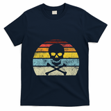 Vintage Pirate Skull Crossbones Flag Retro Style Halloween T-Shirt - Navy Blue