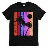 Vintage Palm Tree Retro Summer Vacation Beach T-Shirt - Black