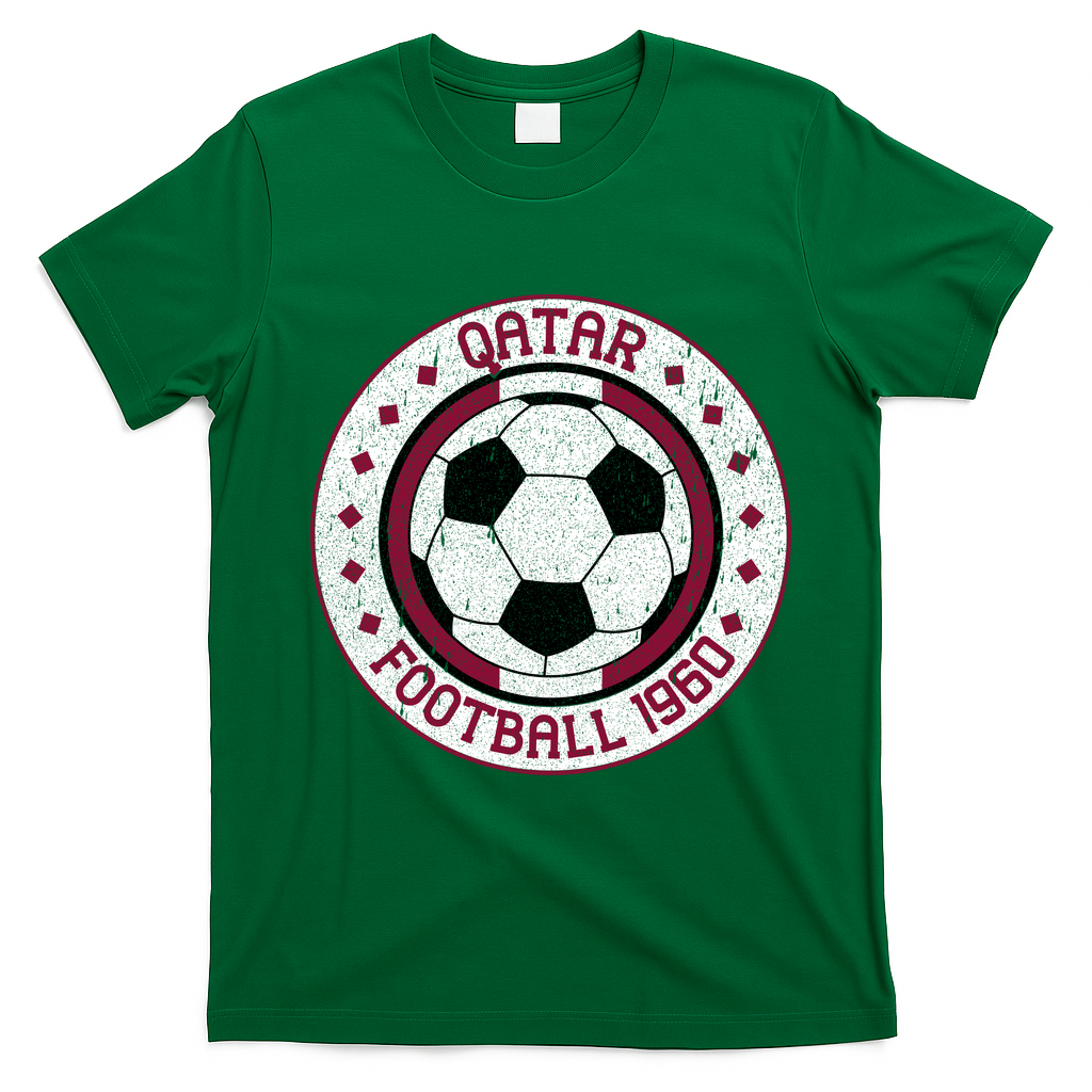 Vintage Qatar Football 1960 Soccer Emblem T-Shirt - Irish Green