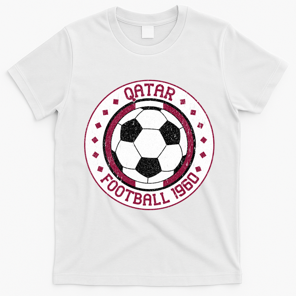 Vintage Qatar Football 1960 Soccer Emblem T-Shirt - White