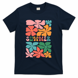 Vintage Retro Floral Summer T-Shirt - Navy