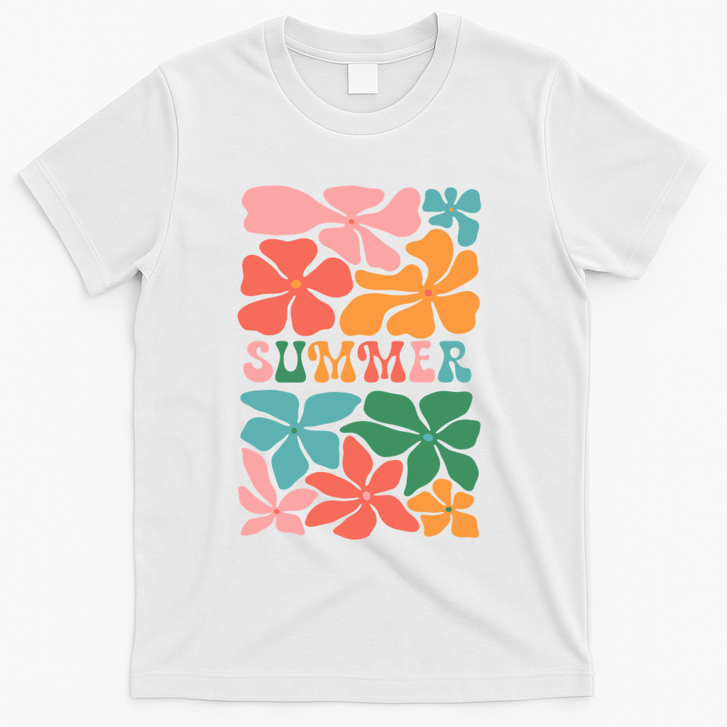 Vintage Retro Floral Summer T-Shirt - White
