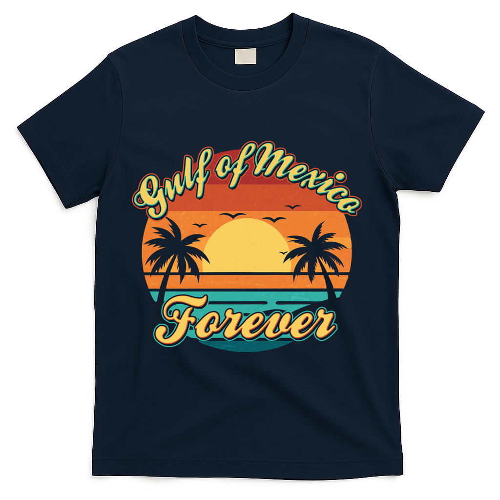 Vintage Retro Gulf Of Mexico Forever T-Shirt - Navy
