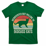 Vintage Retro Introverted But Willing To Discuss Cats Cat Great Gift T-Shirt