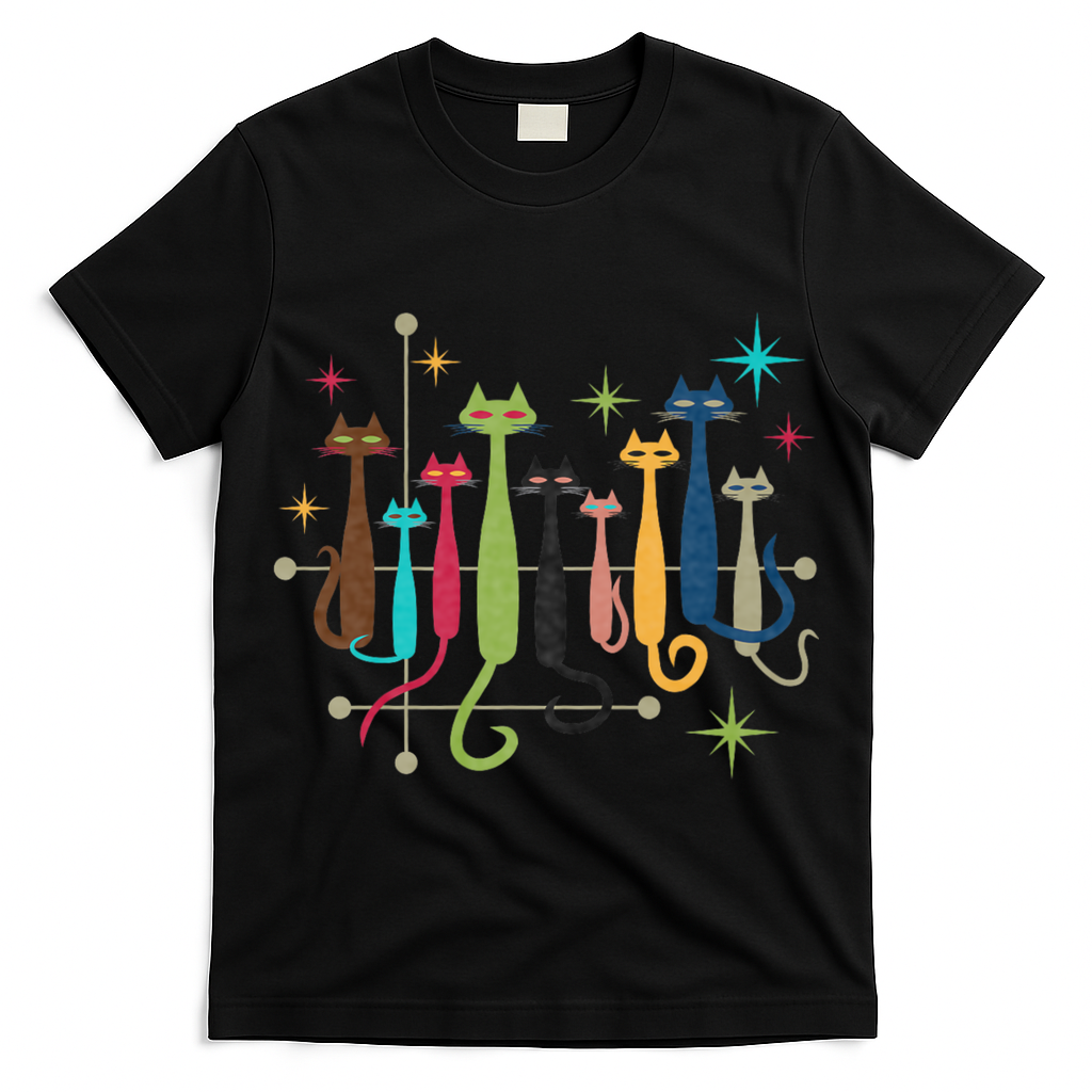 Vintage Retro Midcentury Modern Look Cats 50s 60s Style T-Shirt