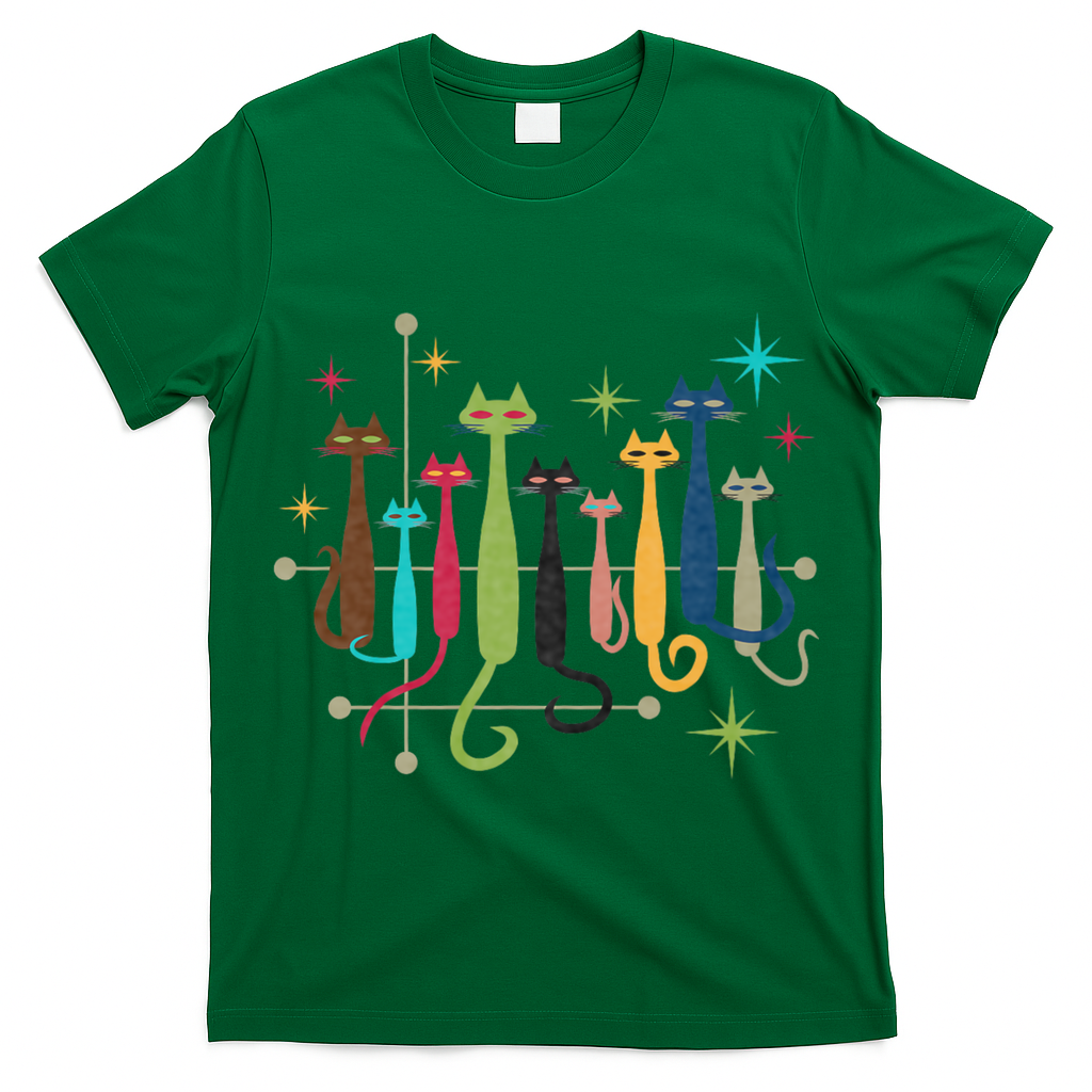 Vintage Retro Midcentury Modern Look Cats 50s 60s Style T-Shirt