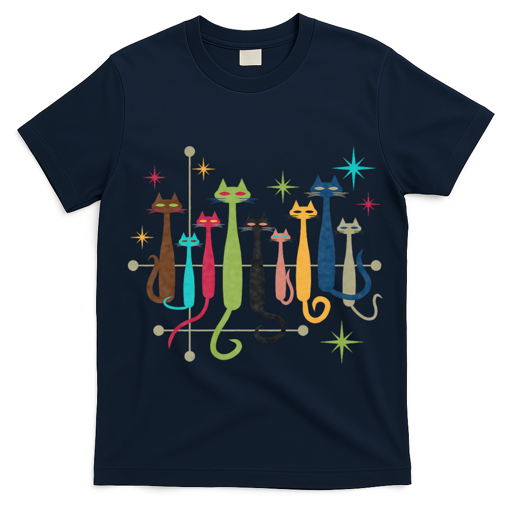 Vintage Retro Midcentury Modern Look Cats 50s 60s Style T-Shirt