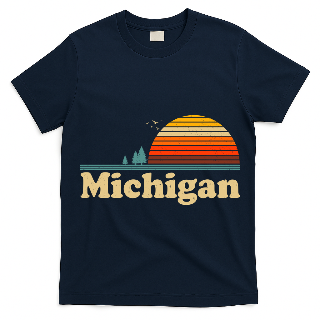 Vintage Retro Michigan Sunset Logo T-Shirt