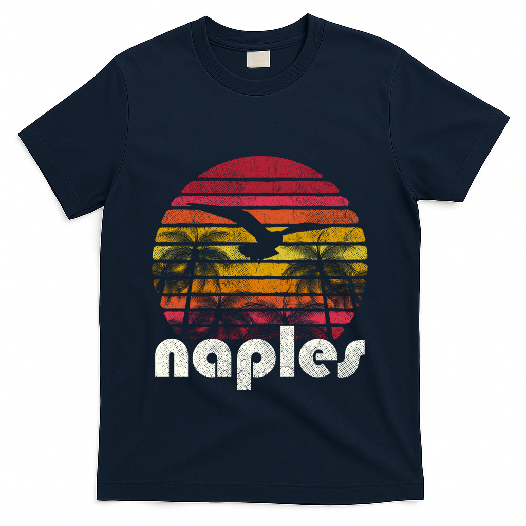 Vintage Retro Naples Fl Florida 70S 80S Style Great Gift T-Shirt - Navy