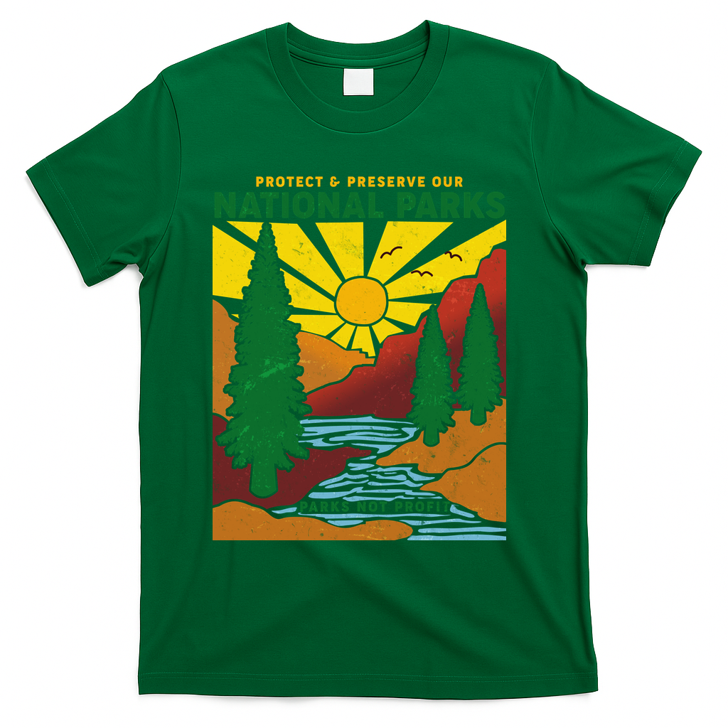 Vintage Retro Protect And Preserve Our National Parks T-Shirt - Green