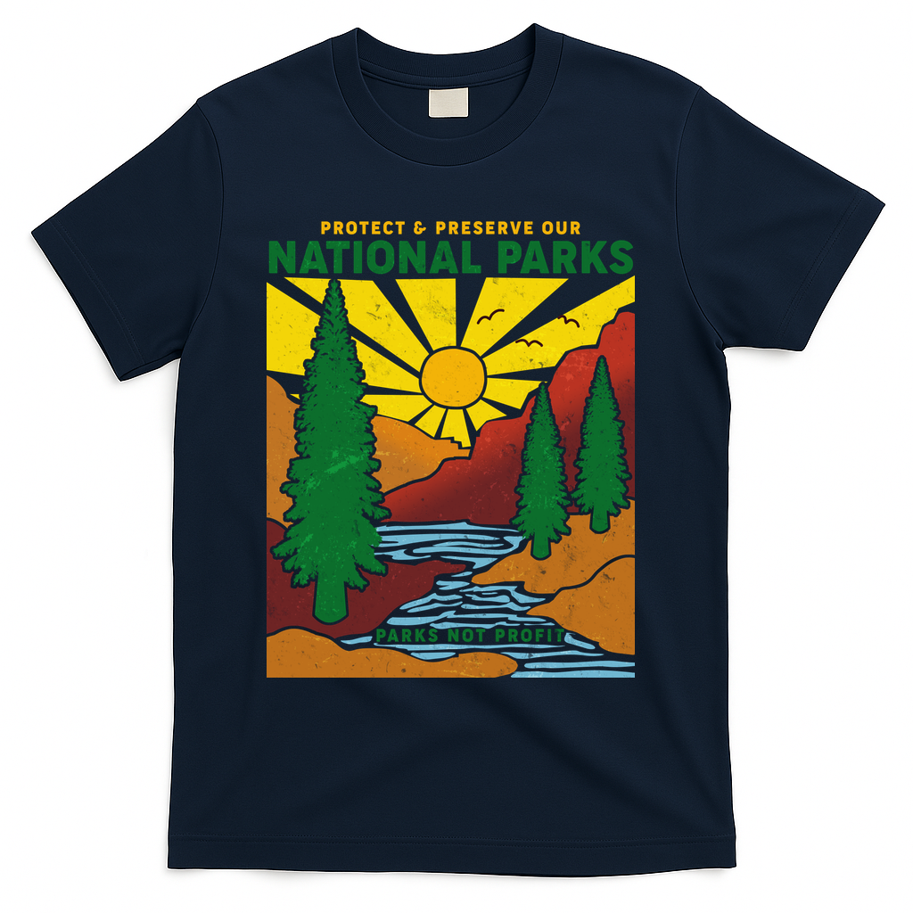 Vintage Retro Protect And Preserve Our National Parks T-Shirt - Navy
