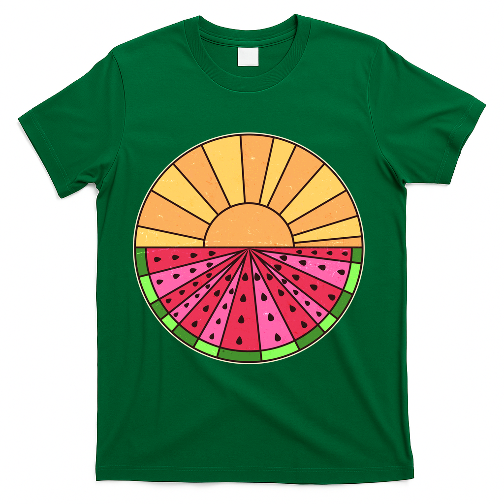 Vintage Retro Summer Sunshine Watermelon T-Shirt - Green