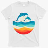 Vintage Retro Summer Time Beach Dolphin T-Shirt - White