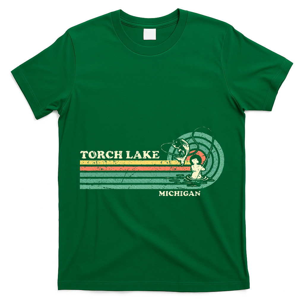 Vintage Retro Summer Fishing Michigan Torch Lake T-Shirt