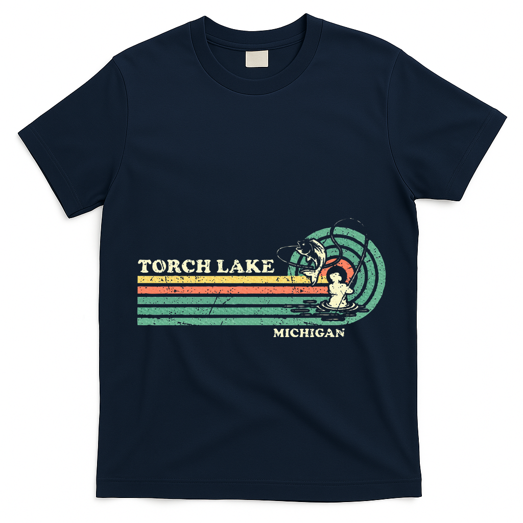 Vintage Retro Summer Fishing Michigan Torch Lake T-Shirt