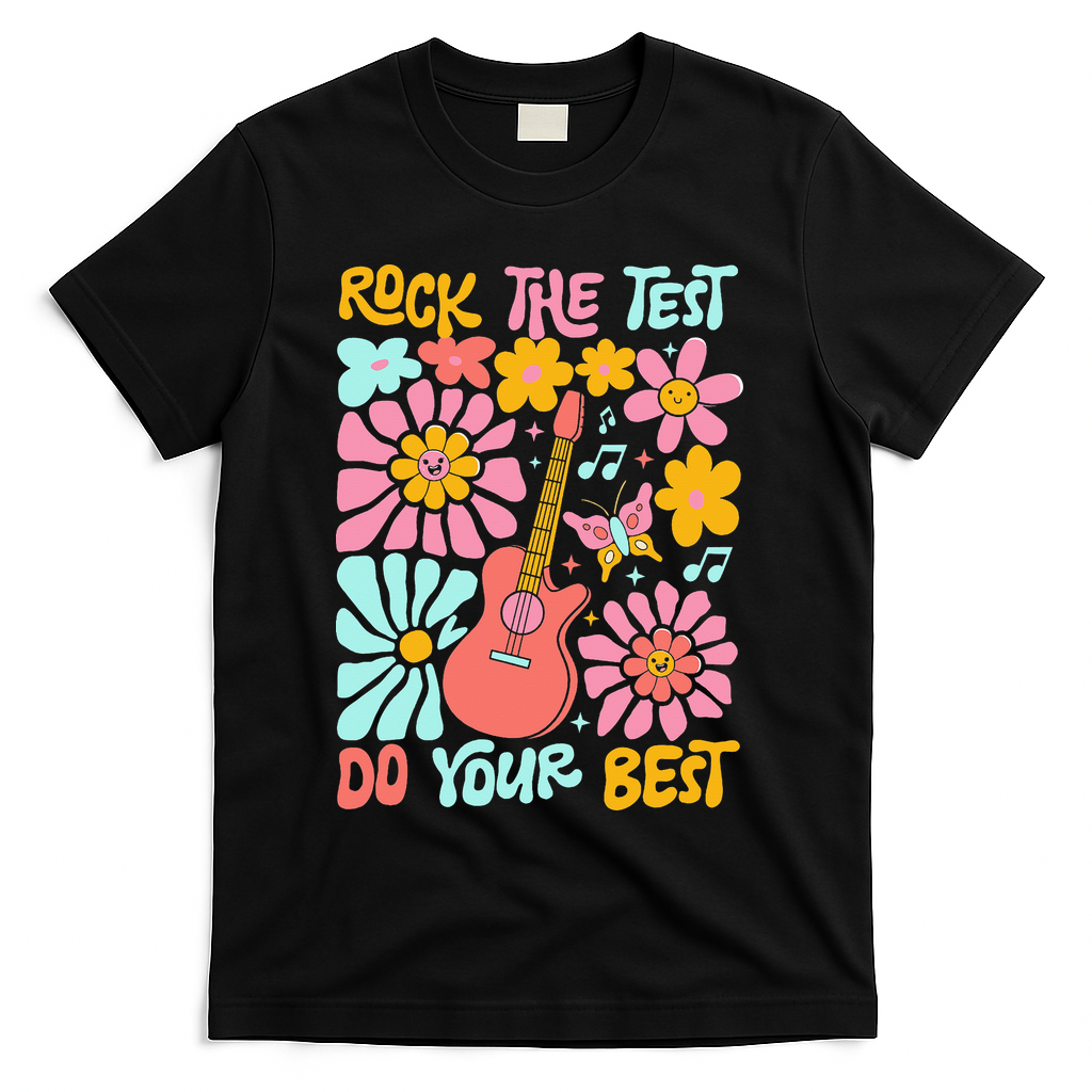 Vintage Rock The Test Funny Test Day For Teachers T-Shirt - Black