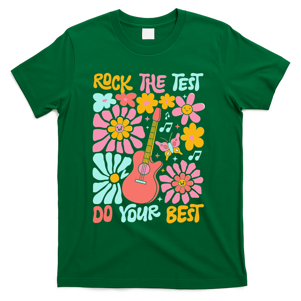 Vintage Rock The Test Funny Test Day For Teachers T-Shirt - Green