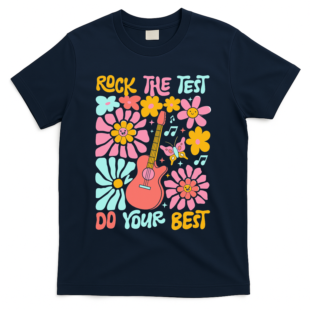 Vintage Rock The Test Funny Test Day For Teachers T-Shirt - Navy