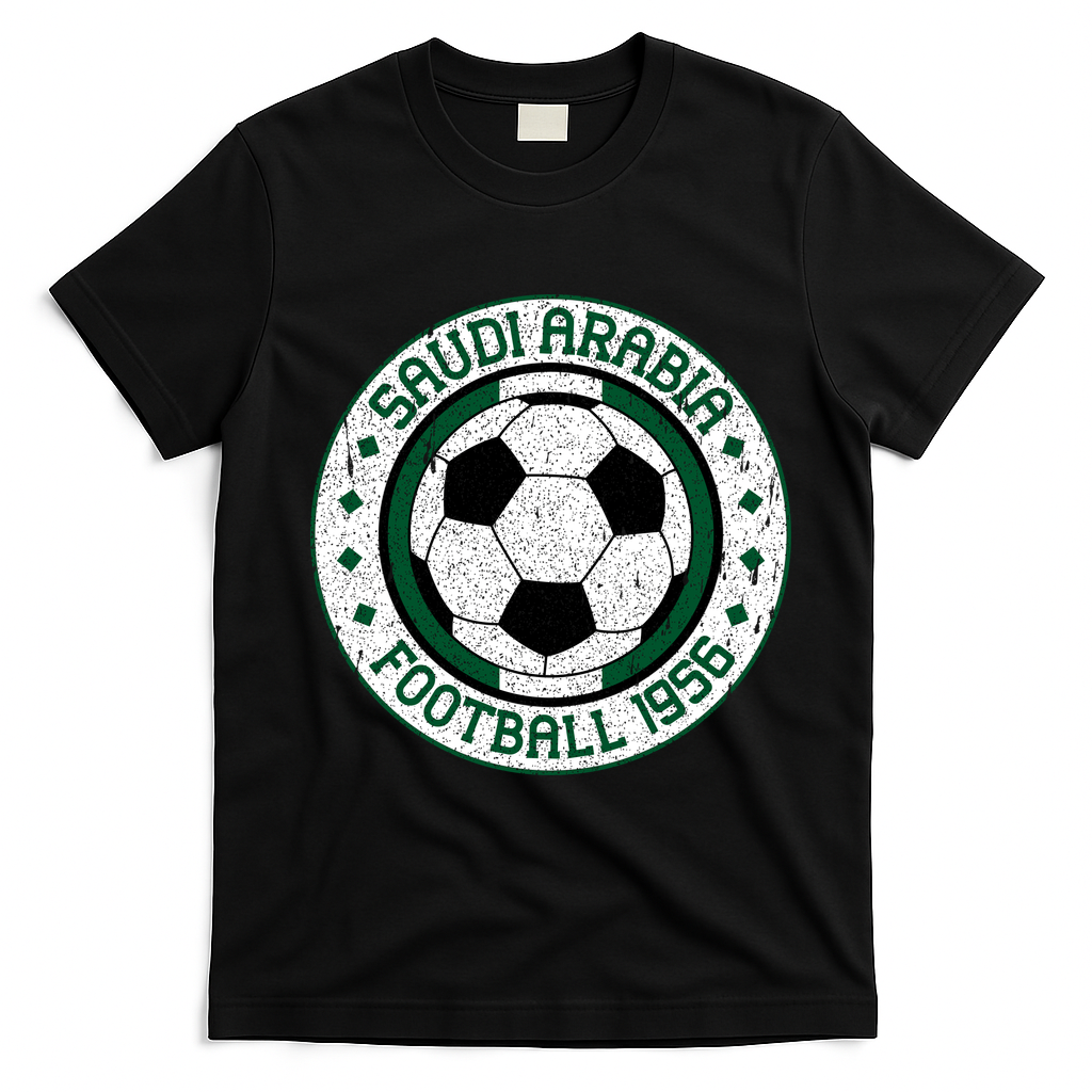 Vintage Saudi Arabia Football Crest 1956 Soccer T-Shirt - Black