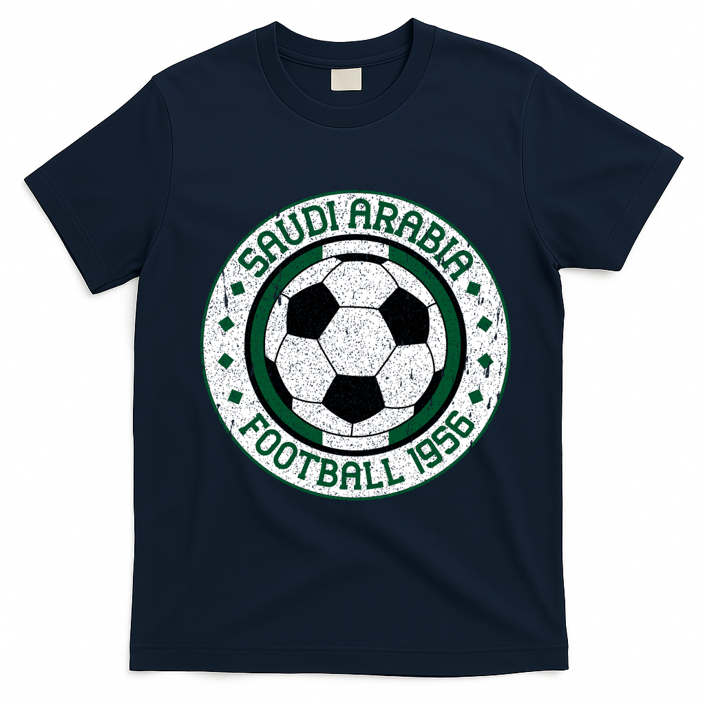 Vintage Saudi Arabia Football Crest 1956 Soccer T-Shirt - Navy Blue